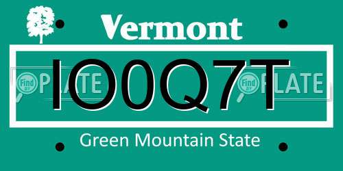 IO0Q7T Vermont License Plate