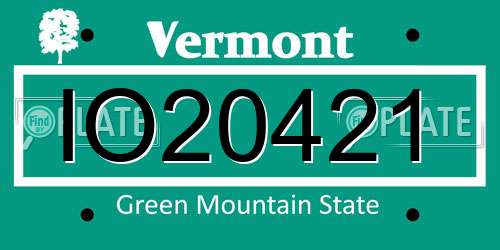 IO20421 Vermont License Plate
