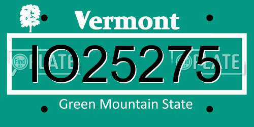 IO25275 Vermont License Plate