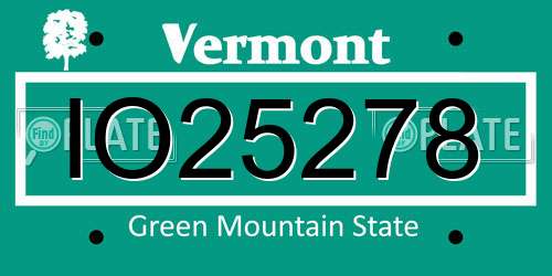 IO25278 Vermont License Plate