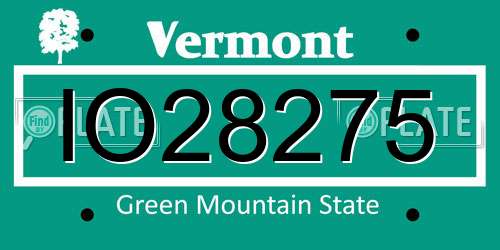 IO28275 Vermont License Plate