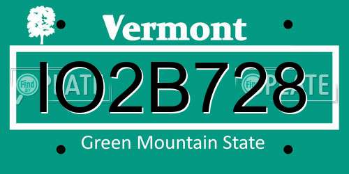 IO2B728 Vermont License Plate