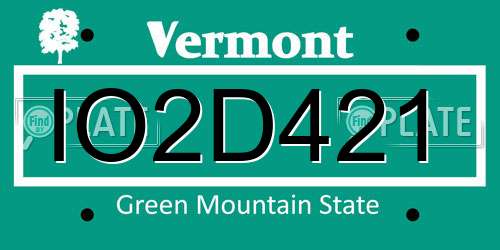 IO2D421 Vermont License Plate