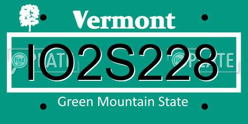 IO2S228 Vermont License Plate