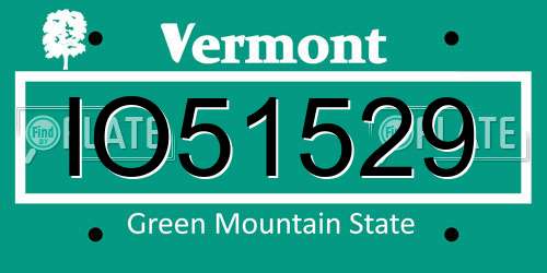 IO51529 Vermont License Plate
