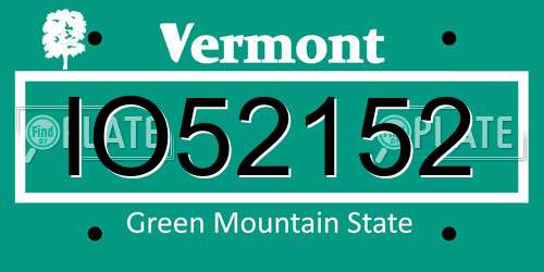 IO52152 Vermont License Plate
