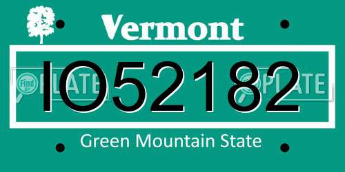 IO52182 Vermont License Plate