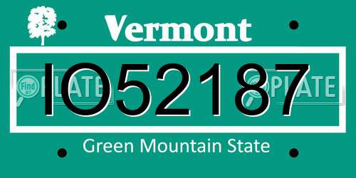 IO52187 Vermont License Plate
