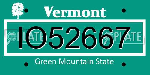 IO52667 Vermont License Plate