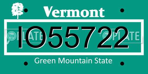 IO55722 Vermont License Plate