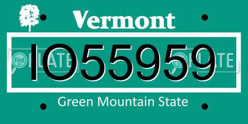 IO55959 Vermont License Plate