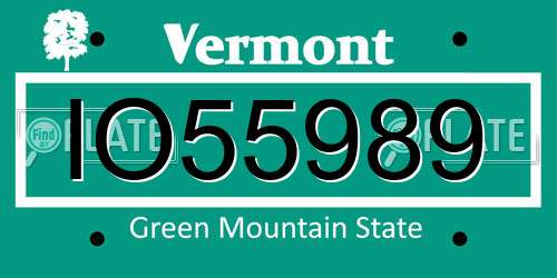 IO55989 Vermont License Plate