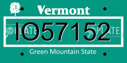 IO57152 Vermont License Plate