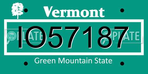 IO57187 Vermont License Plate
