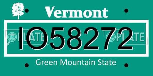 IO58272 Vermont License Plate