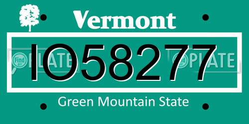 IO58277 Vermont License Plate