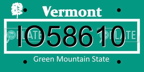 IO58610 Vermont License Plate