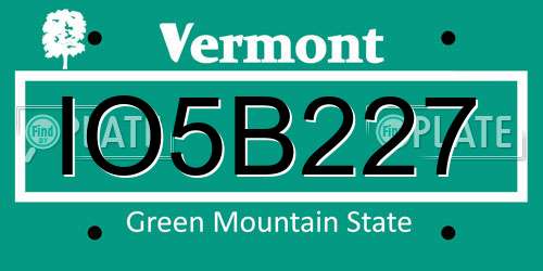 IO5B227 Vermont License Plate