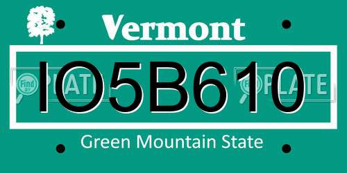 IO5B610 Vermont License Plate