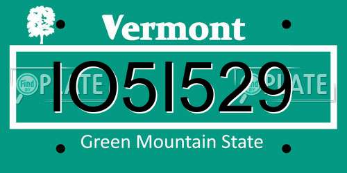 IO5I529 Vermont License Plate
