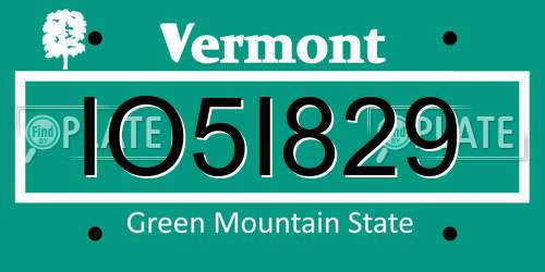 IO5I829 Vermont License Plate