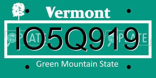 IO5Q919 Vermont License Plate