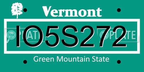 IO5S272 Vermont License Plate