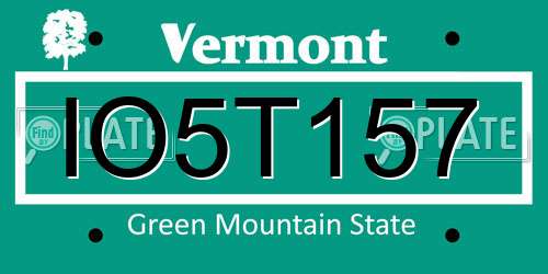 IO5T157 Vermont License Plate