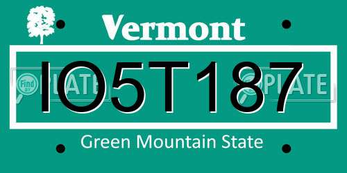 IO5T187 Vermont License Plate