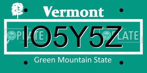 IO5Y5Z Vermont License Plate