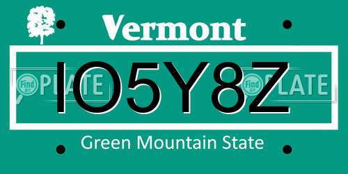 IO5Y8Z Vermont License Plate