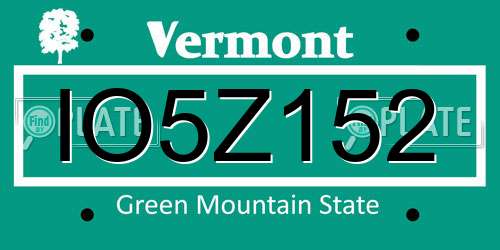 IO5Z152 Vermont License Plate