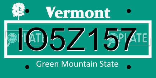 IO5Z157 Vermont License Plate