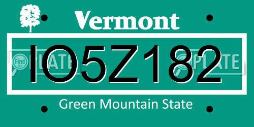 IO5Z182 Vermont License Plate