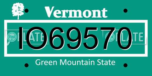 IO69570 Vermont License Plate