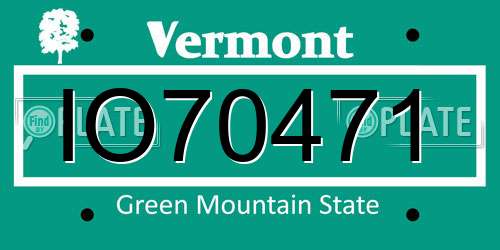 IO70471 Vermont License Plate
