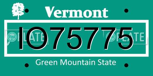IO75775 Vermont License Plate