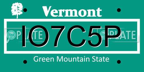 IO7C5P Vermont License Plate