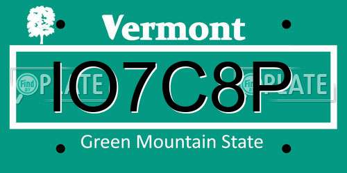 IO7C8P Vermont License Plate