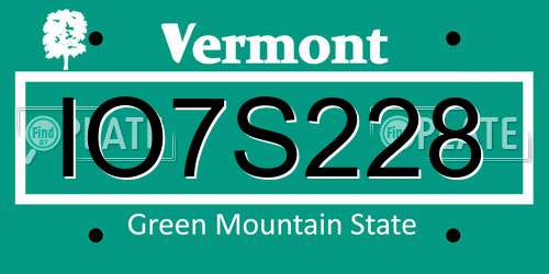 IO7S228 Vermont License Plate