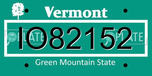 IO82152 Vermont License Plate