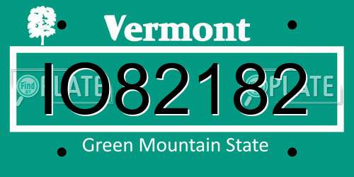IO82182 Vermont License Plate