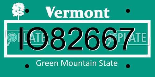 IO82667 Vermont License Plate