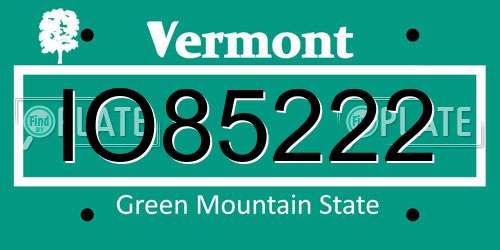 IO85222 Vermont License Plate