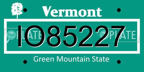 IO85227 Vermont License Plate