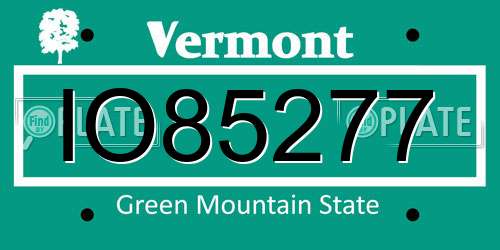 IO85277 Vermont License Plate