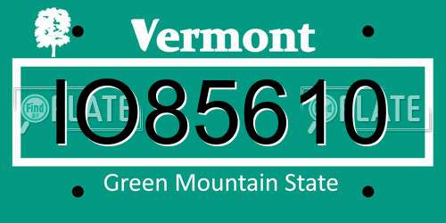 IO85610 Vermont License Plate