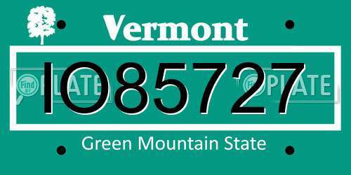 IO85727 Vermont License Plate