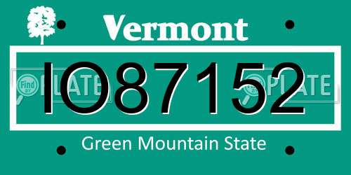 IO87152 Vermont License Plate