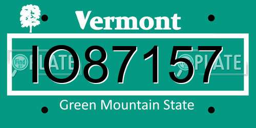 IO87157 Vermont License Plate